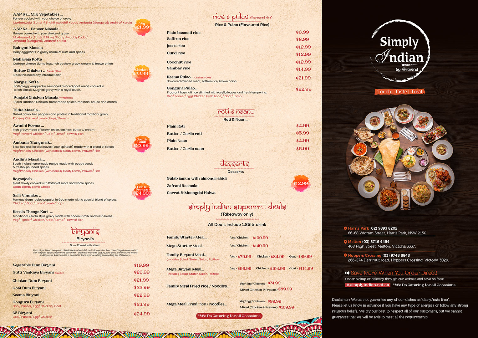 Simply Indian menu — page 2